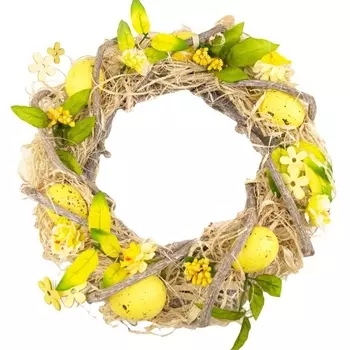 Венок пасхальный 30 см Азалия жёлтый