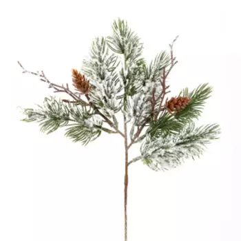 Ветка еловая с шишками декоративная 35 см Азалия зелёный