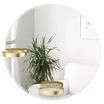 Зеркало с полочками 60 см Umbra Perch латунь