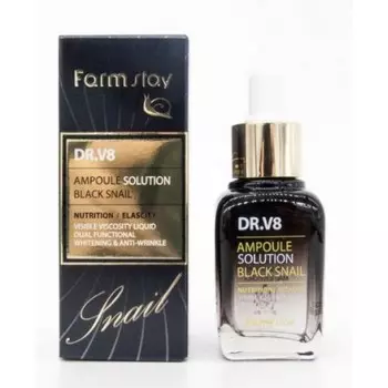 ампульная сыворотка с муцином черной улитки farmstay dr-v8 ampoule solution black snail