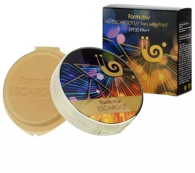 компактная крем-пудра с экстрактом королевской улитки farmstay escargot uv two-way pact spf30/pa++