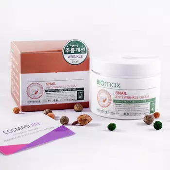 крем с экстрактом слизи улитки против морщин biomax snail anti wrinkle cream
