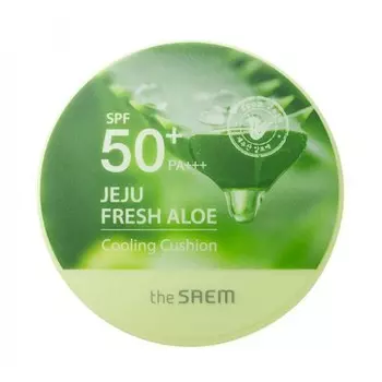 кушон охлаждающий солнцезащитный the saem jeju fresh aloe cooling cushion natural baige spf 50+pa+++