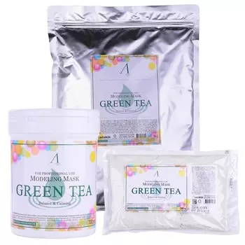 маска альгинатная с экстрактом зеленого чая успокаивающая anskin green tea modeling mask