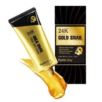 маска-пленка с золотом и муцином улитки farmstay 24k gold snail peel off pack