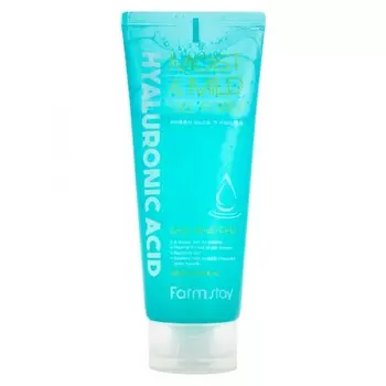 мягкая гелевая пенка с гиалуроновой кислотой и aha, bha кислотами farmstay hyaluronic acid moist &amp; mild gel foam