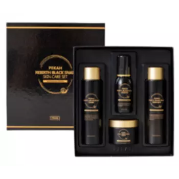 набор для лица с муцином черной улитки pekah rebirth black snail skin care set