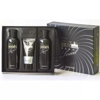 набор по уходу за кожей для мужчин c муцином черной улитки farmstay visible difference black snail homm 3 set