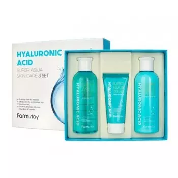 набор средств по уходу за кожей с гиалуроновой кислотой farmstay hyaluronic acid super aqua skin care 3 set