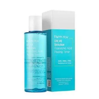 обновляющий увлажняющий тонер с гиалуроновой кислотой и aha/bha/pha кислотами farmstay dr.v8 solution hyaluronic acid peeling toner