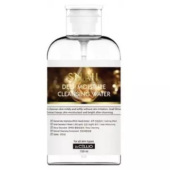очищающая вода с муцином улитки dr.cellio snail deep moisture cleansing water