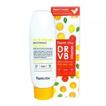 отшелушивающий гель с комплексом витаминов farmstay dr-v8 vitamin brightening peeling gel