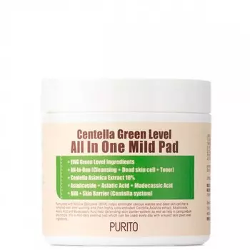 пады с центеллой азиатской purito centella green level all in one mild pad