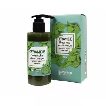 пенка кислородная для умывания eyenlip ceramide green toks bubble cleanger