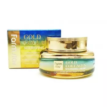 питательный крем с золотом и коллагеном farmstay gold collagen nourishing cream