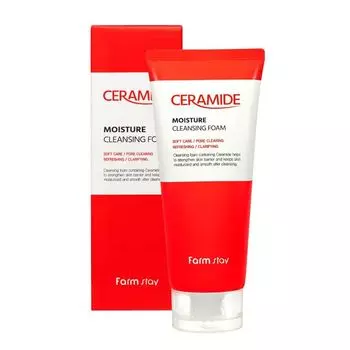 увлажняющая очищающая пенка с керамидами farmstay ceramide moisture cleansing foam