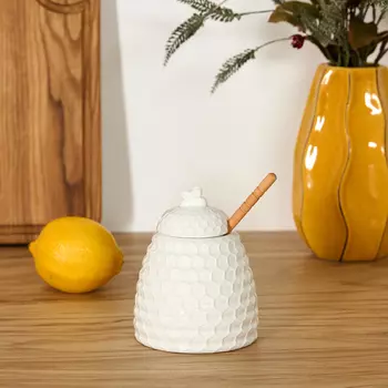 Банка для меда с ложкой Crystal white