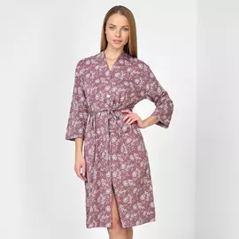 Халат Аметист, сливовый с рисунком