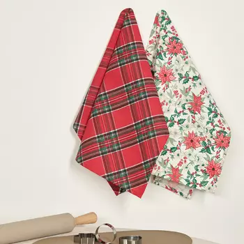 Комплект полотенец Пуансетия/Шотландская клетка