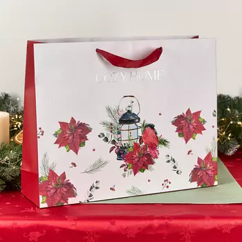 Пакет подарочный Снегирь 45х35х12