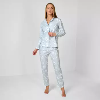 Пижама Хлопок, голубая на пуговицах