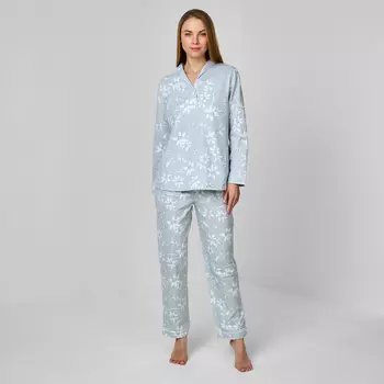 Пижама Хлопок, голубая с воротом