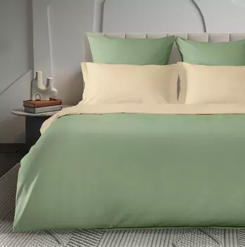 Постельное белье Smoke green & Cream
