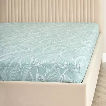 Простыня на резинке Dancing Leaves green