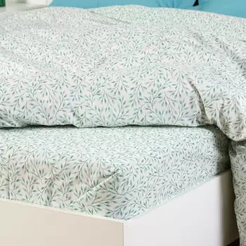 Простыня на резинке Foglio, зеленая