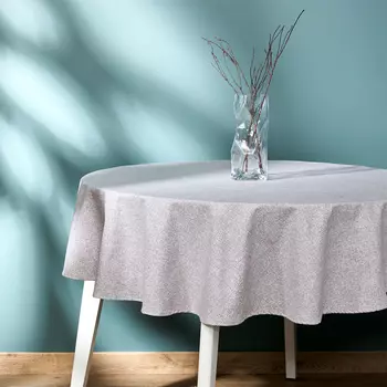 Скатерть круглая Fogliame серая