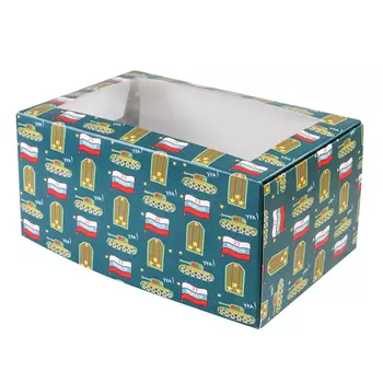 Коробка для 2 капкейков "23 февраля", с окном