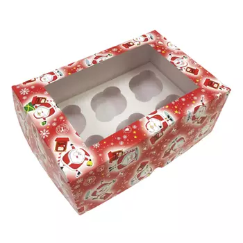 Коробка для 6 капкейков "Новогодняя почта", с окном