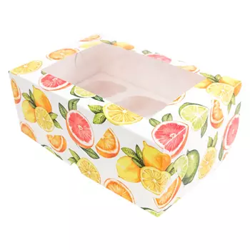 Коробка для 6 капкейков с окном "Цитрус"