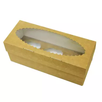 Коробка для капкейков 3 ячеек, Крафт с окном