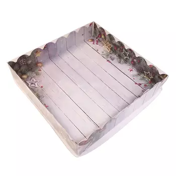 Коробка для пряников с прозрачной крышкой "Еловые ветки", 15*15*3 см
