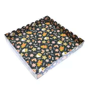 Коробка для пряников с прозрачной крышкой "Пряничные человечки", 20*20*3 см