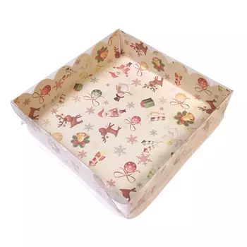 Коробка для пряников с прозрачной крышкой "Рождественское ассорти", 12*12*3 см