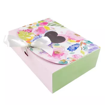 Коробка для сладостей "Цветочная розовая" с лентой, 16*11*5 см