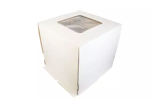 Коробка для торта 30*30*30 см, квадратное окно (самолет) New