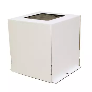 Коробка для торта 32*32*35 см, квадратное ОКНО (самолет) NEW