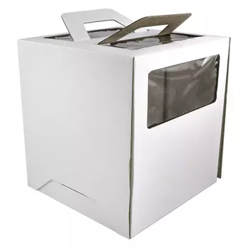 Коробка для торта с ручками 22*22*24 см (с окном)