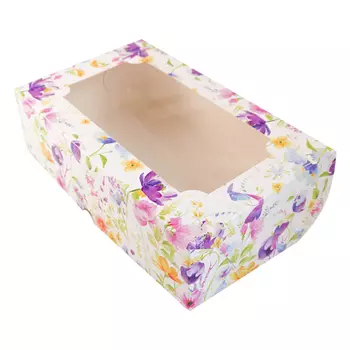 Коробка под зефир "Цветочное поле" с окном 25*15*7 см