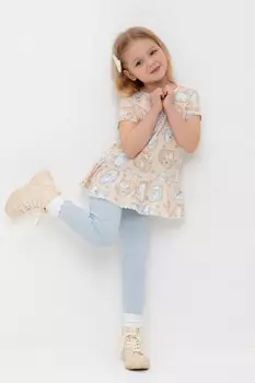 Блузка для девочек CROCKID, КР 302745-1, цвет - бежевый