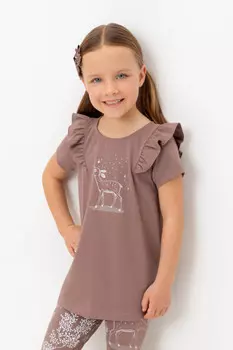 Блузка для девочек CROCKID, КР 5904, цвет - коричневый