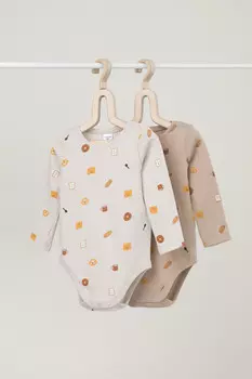 Боди для новорожденных CROCKID, К 6342-2уп, цвет - светло-бежевый