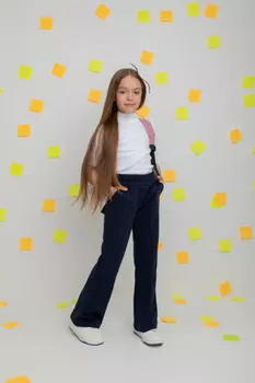 Брюки для девочек CROCKID, К 400577, цвет - синий