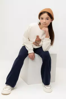 Брюки для девочек CROCKID, К 400707, цвет - синий