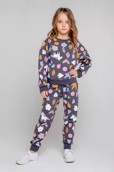 Брюки для девочек CROCKID, КР 400454, цвет - темно-серый