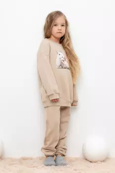 Брюки для девочек CROCKID, КР 400458, цвет - бежевый