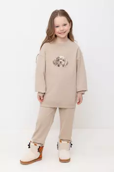 Брюки для девочек CROCKID, КР 400458, цвет - бежевый